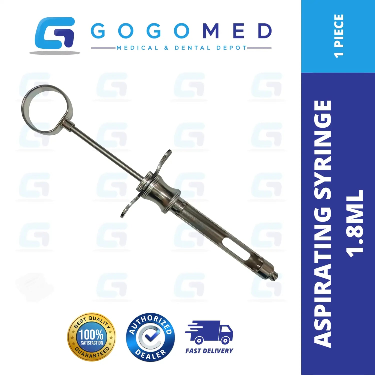 Aspirating Syringe High Quality Brass with Chromium Coating 1.8 mL