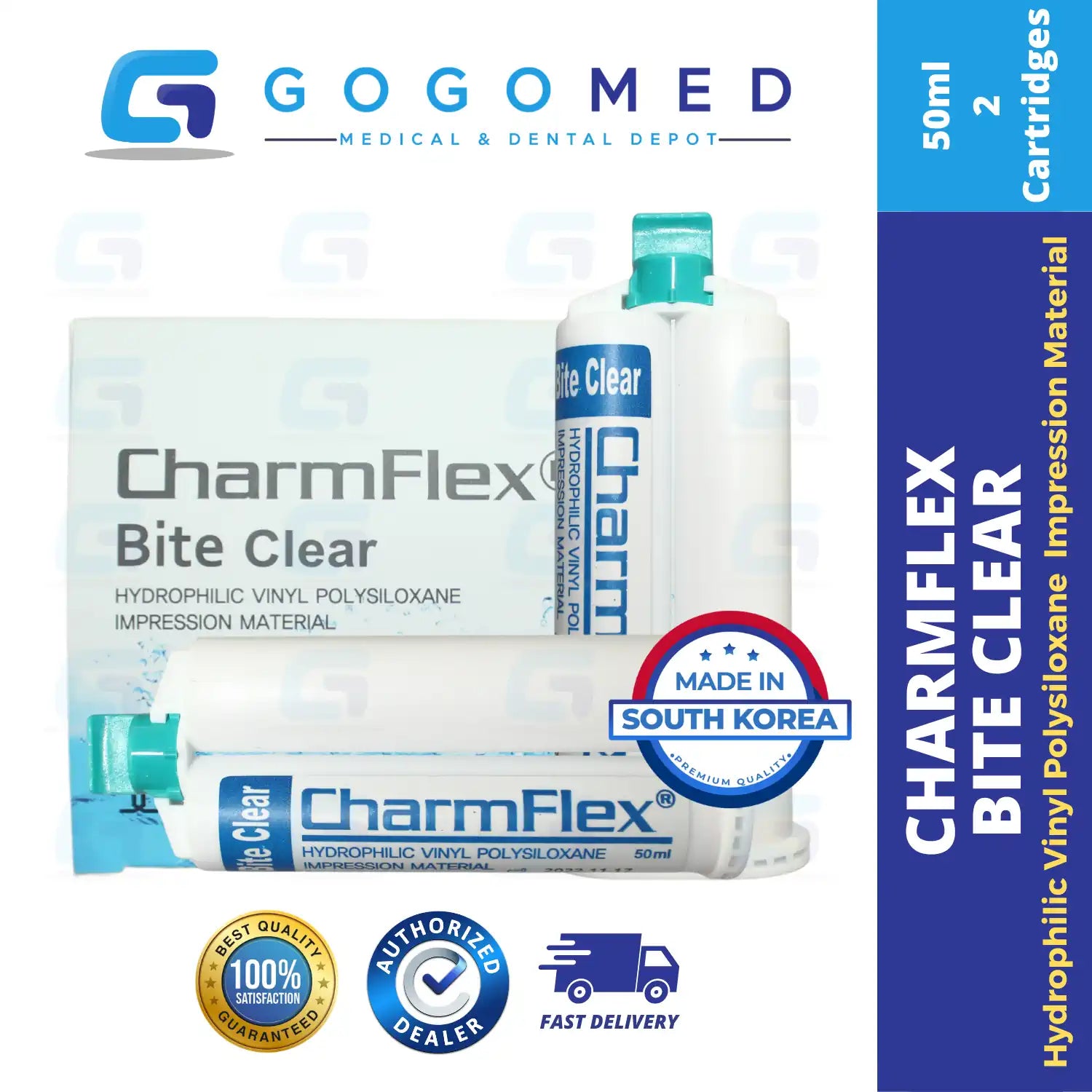 CharmFlex Bite Clear Register - Bite Registration / Injection Moulding - 50ml x 2 Cartridges