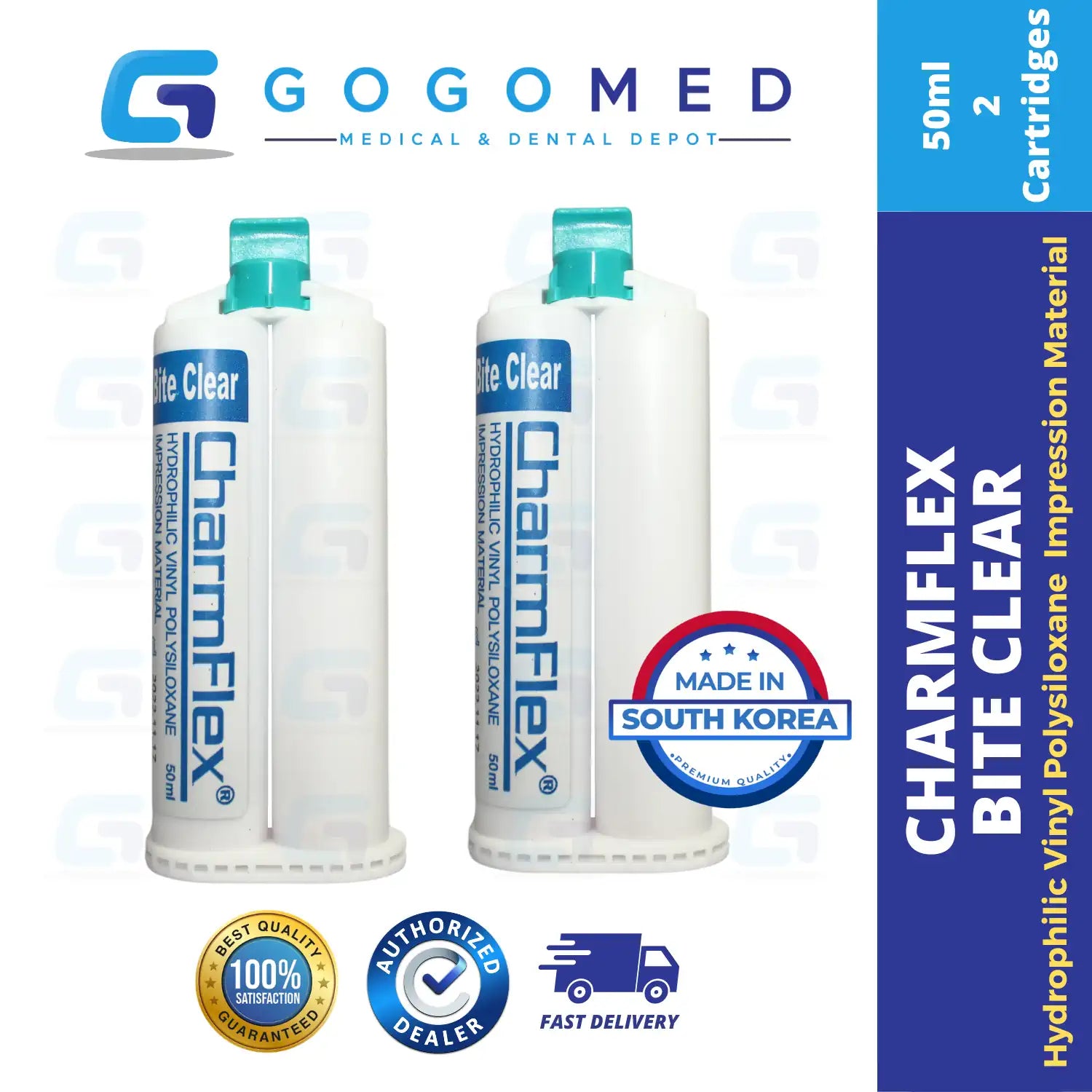 CharmFlex Bite Clear Register - Bite Registration / Injection Moulding - 50ml x 2 Cartridges