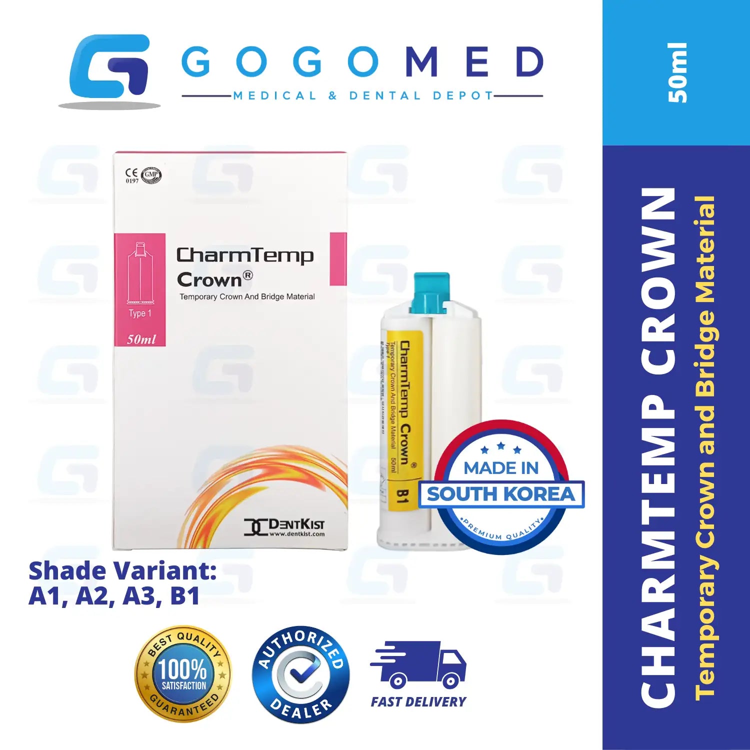 CharmTemp Crown - Temporary Crown and Bridge Material - 50ml per Cartridge