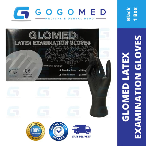 Latex Gloves Powder Free - Glomed (Black)