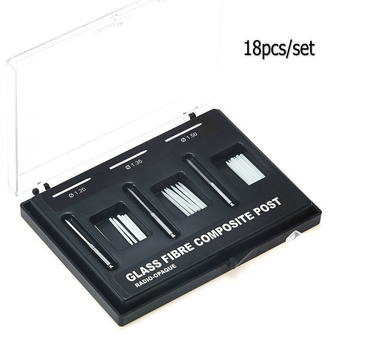 18 pcs Assorted Glass Fibre Composite Post Kit (Radio-Opaque) with 3 Drills