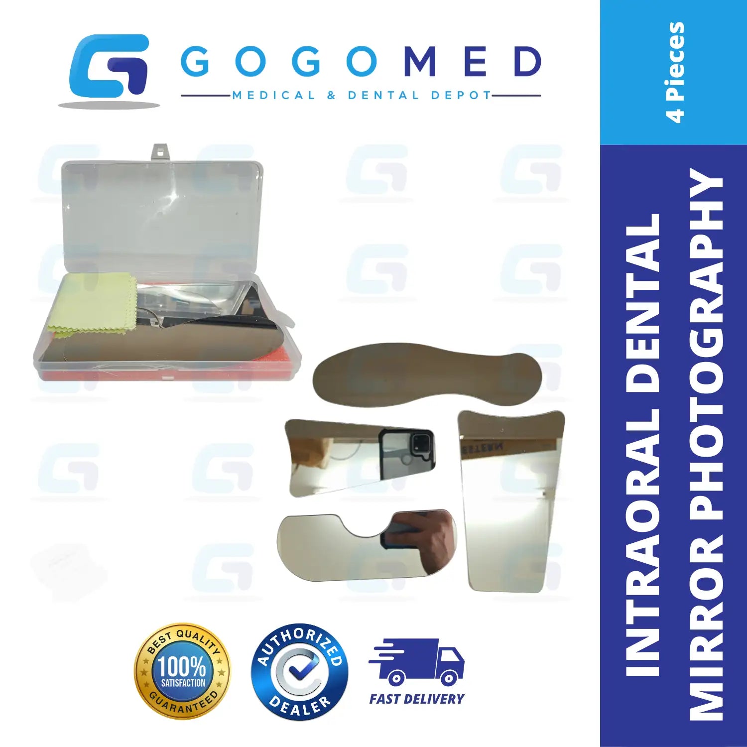 Dental Mirror Intraoral Photography Stainless Steel Autoclave 4pcs