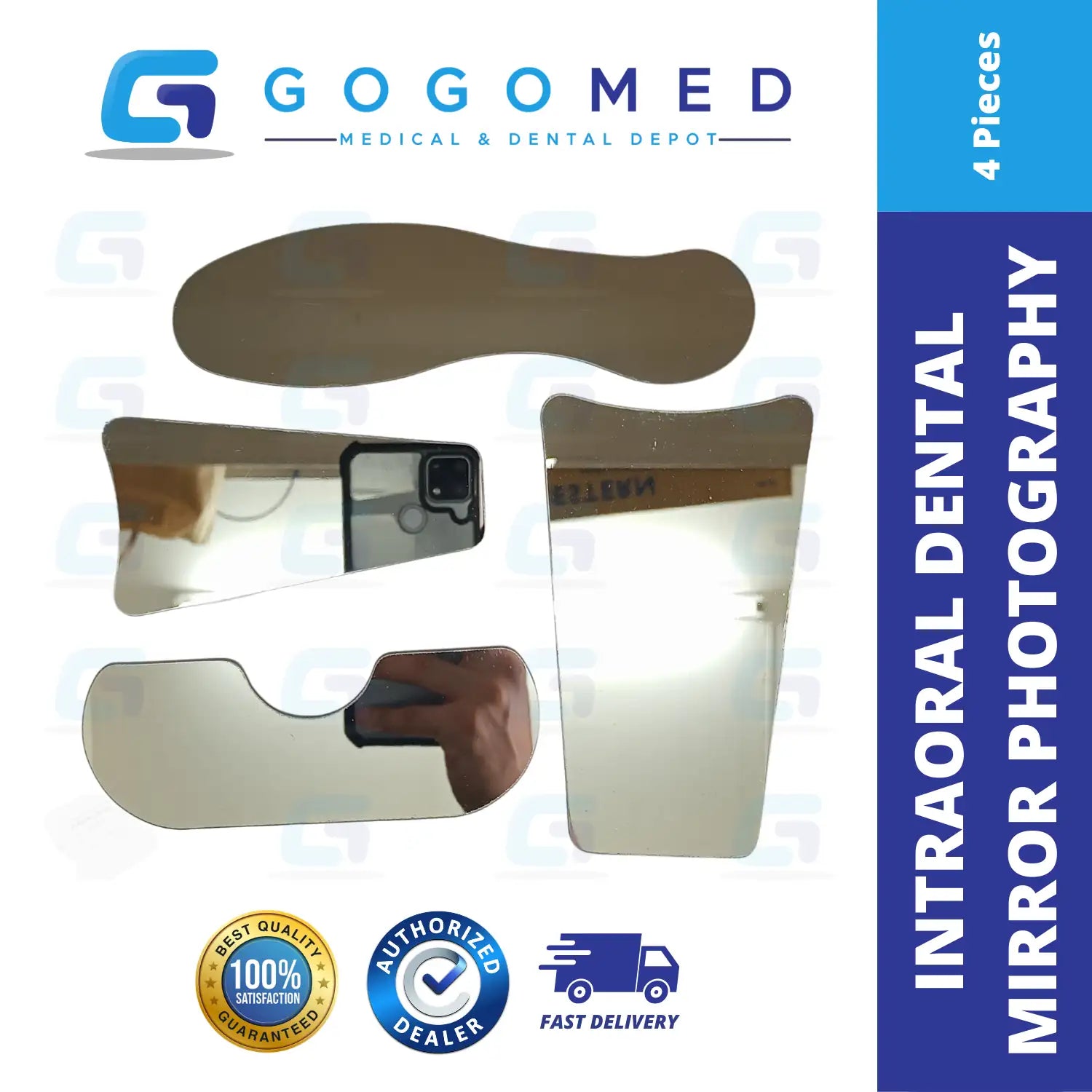 Dental Mirror Intraoral Photography Stainless Steel Autoclave 4pcs