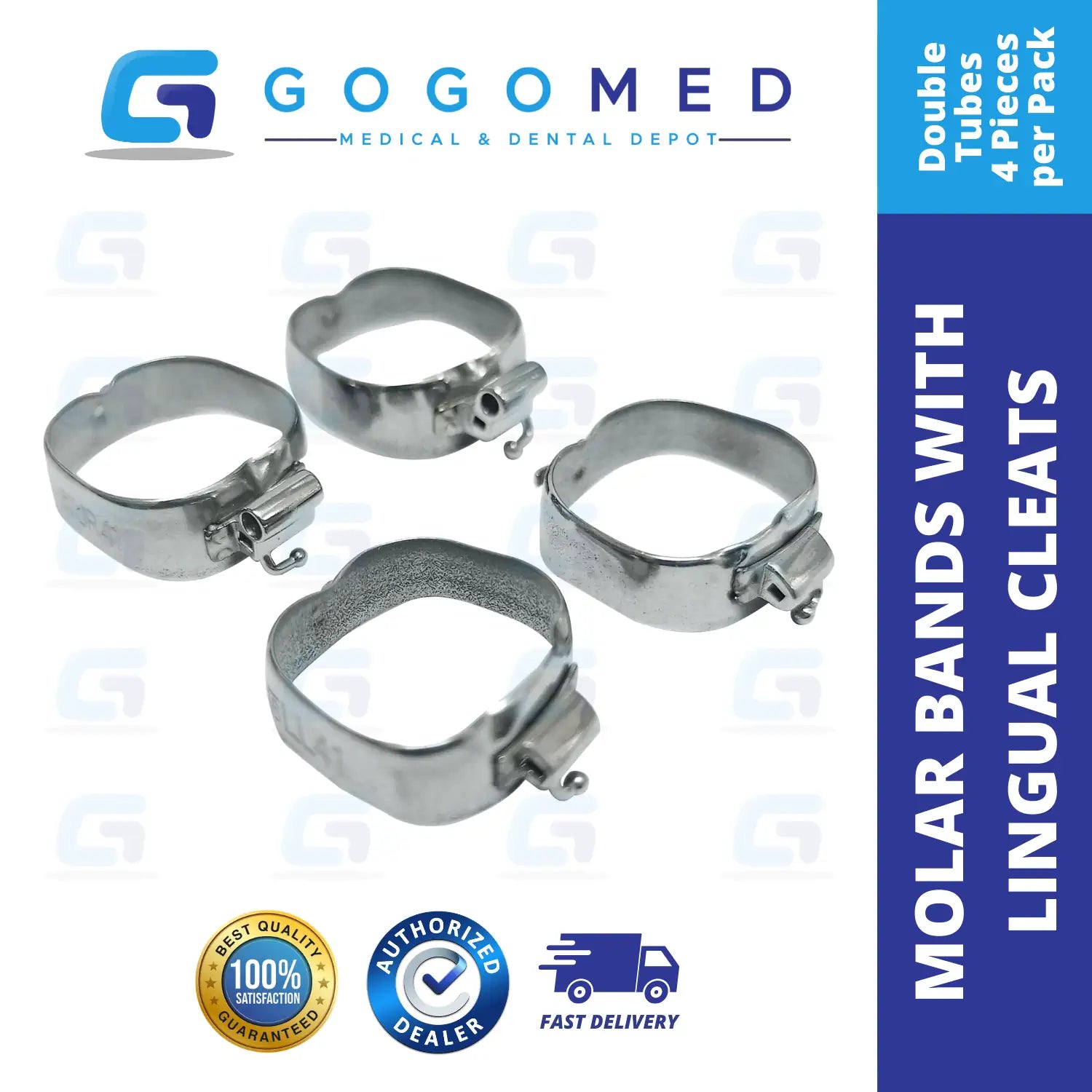 (Double/Triple Tube) Molar Band Roth with Lingual Cleat (Non Convertible) 4pcs