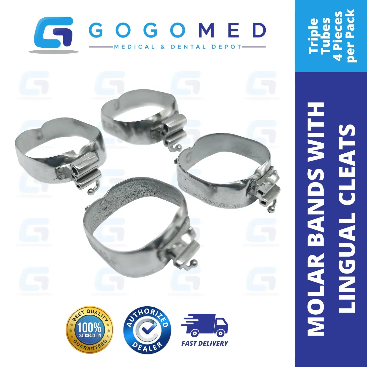 (Double/Triple Tube) Molar Band Roth with Lingual Cleat (Non Convertible) 4pcs