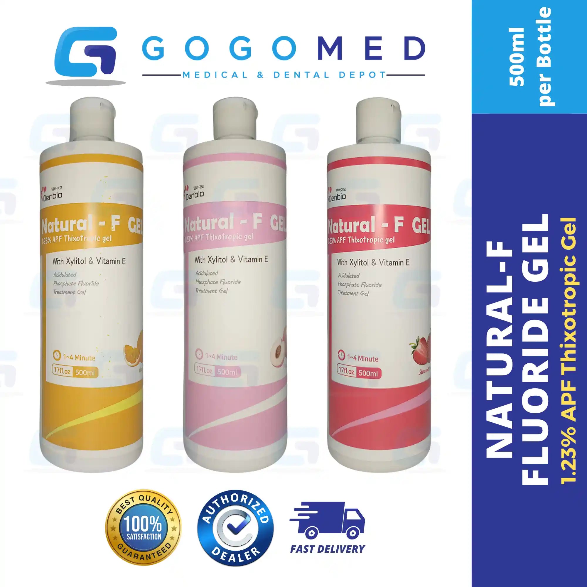 Natural-F Flouride Gel 500mL - 1.23% APF Thixotropic Gel with Vitamin
