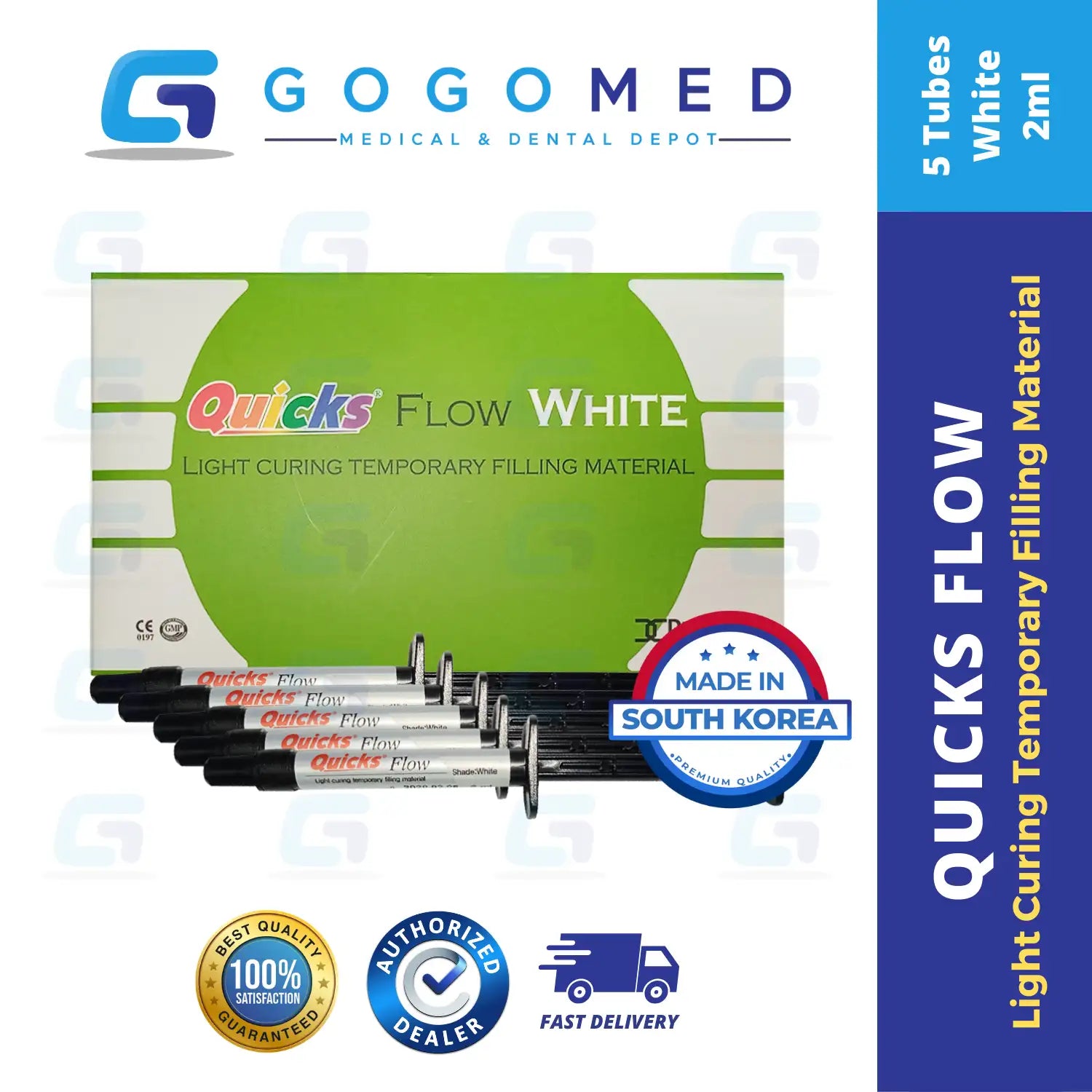 Quicks Flow - Light Curing Flowable Temporary Filling Material - 2ml per Tube