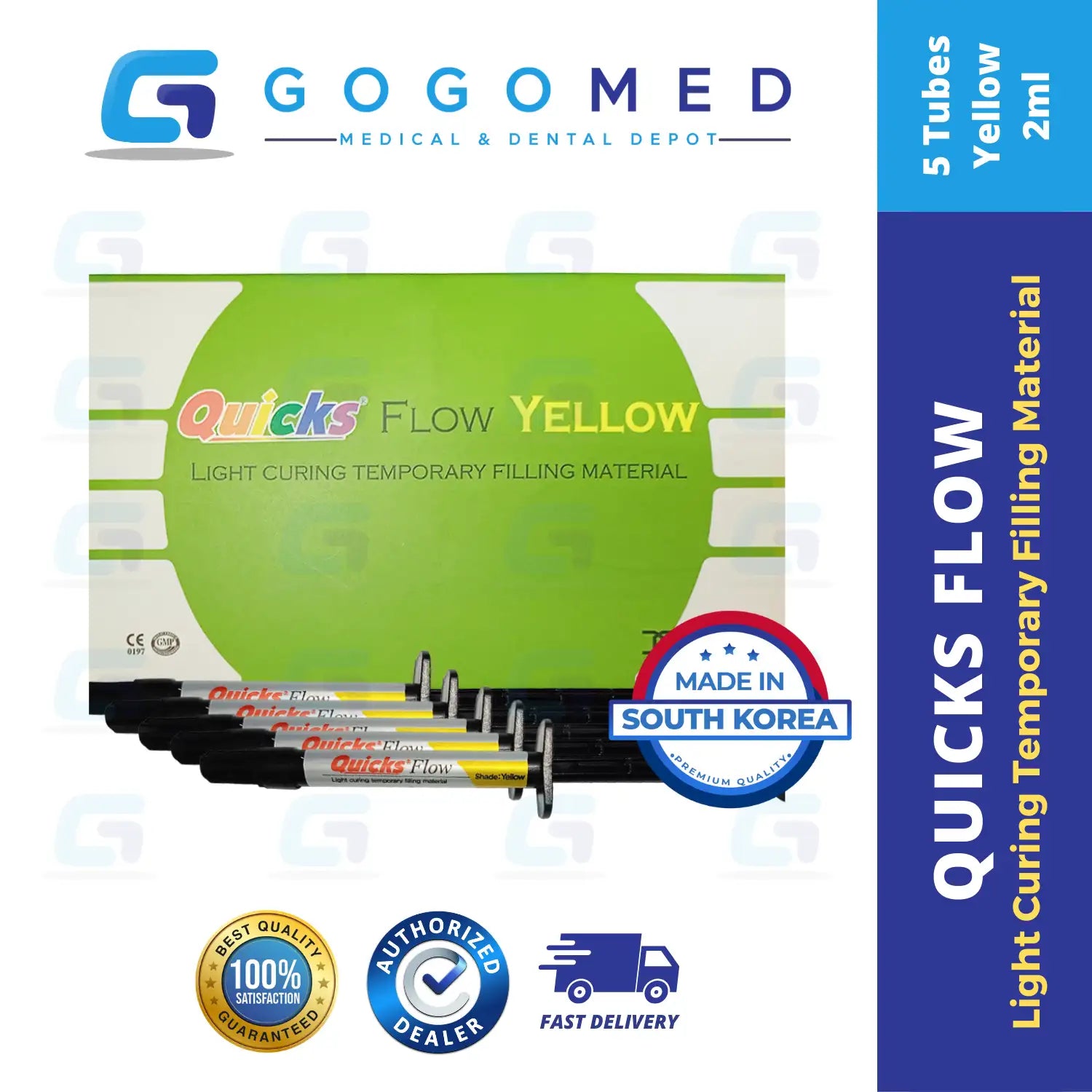 Quicks Flow - Light Curing Flowable Temporary Filling Material - 2ml per Tube