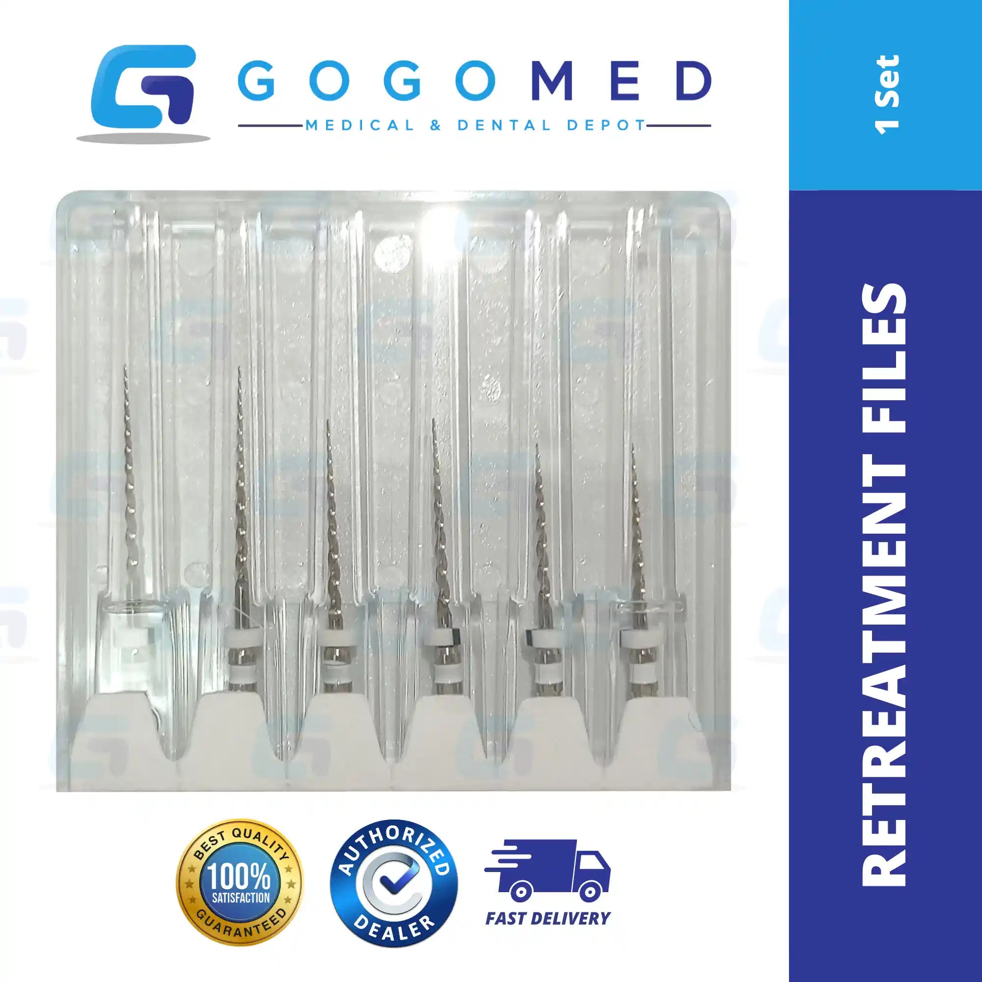 Retreatment Files 6pcs Assorted Engine Use Niti Super Taper Files D1, D2, D3 (ROTARY FILES)