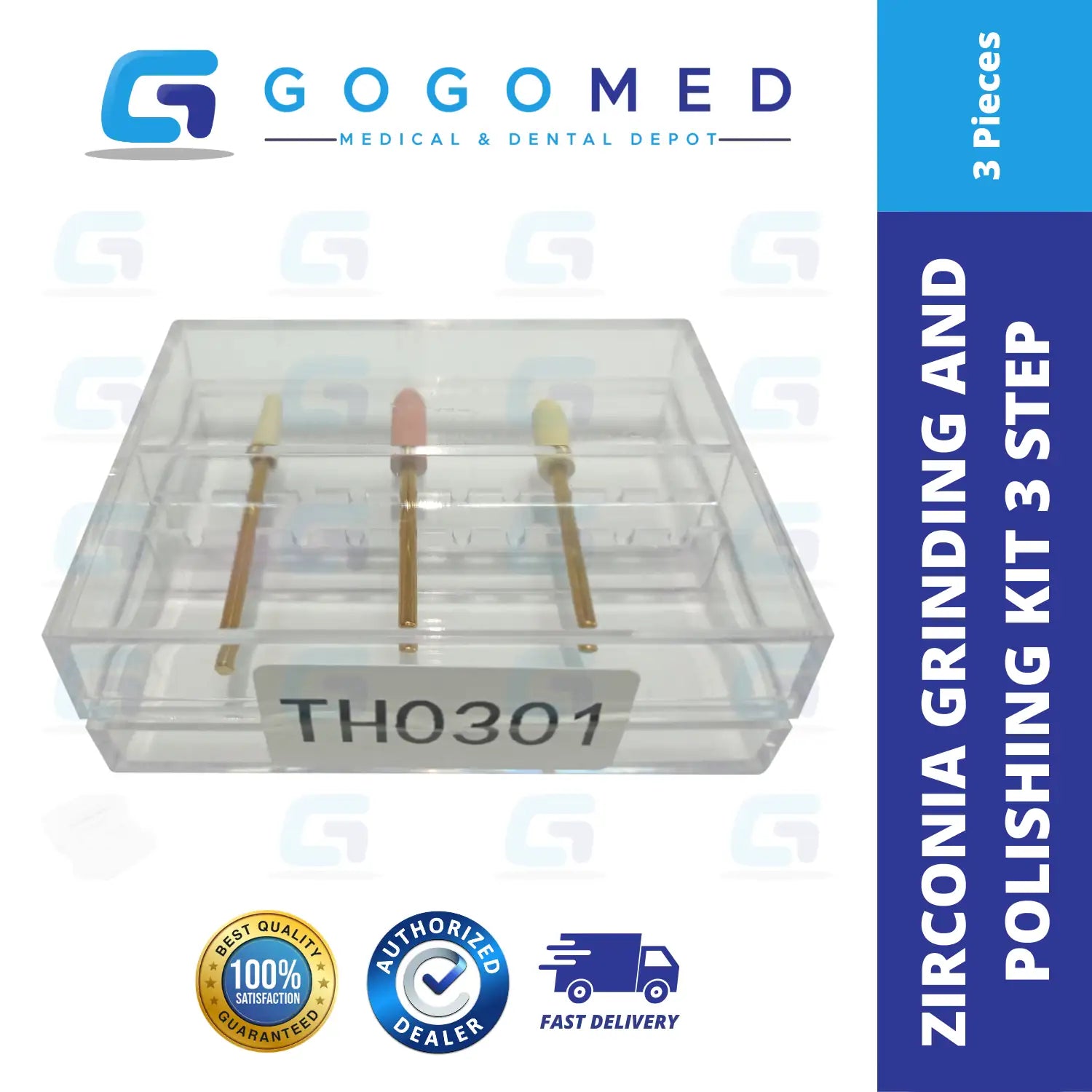 Zirconia Grinding and Polishing Kit 3 Step (lowspeed)